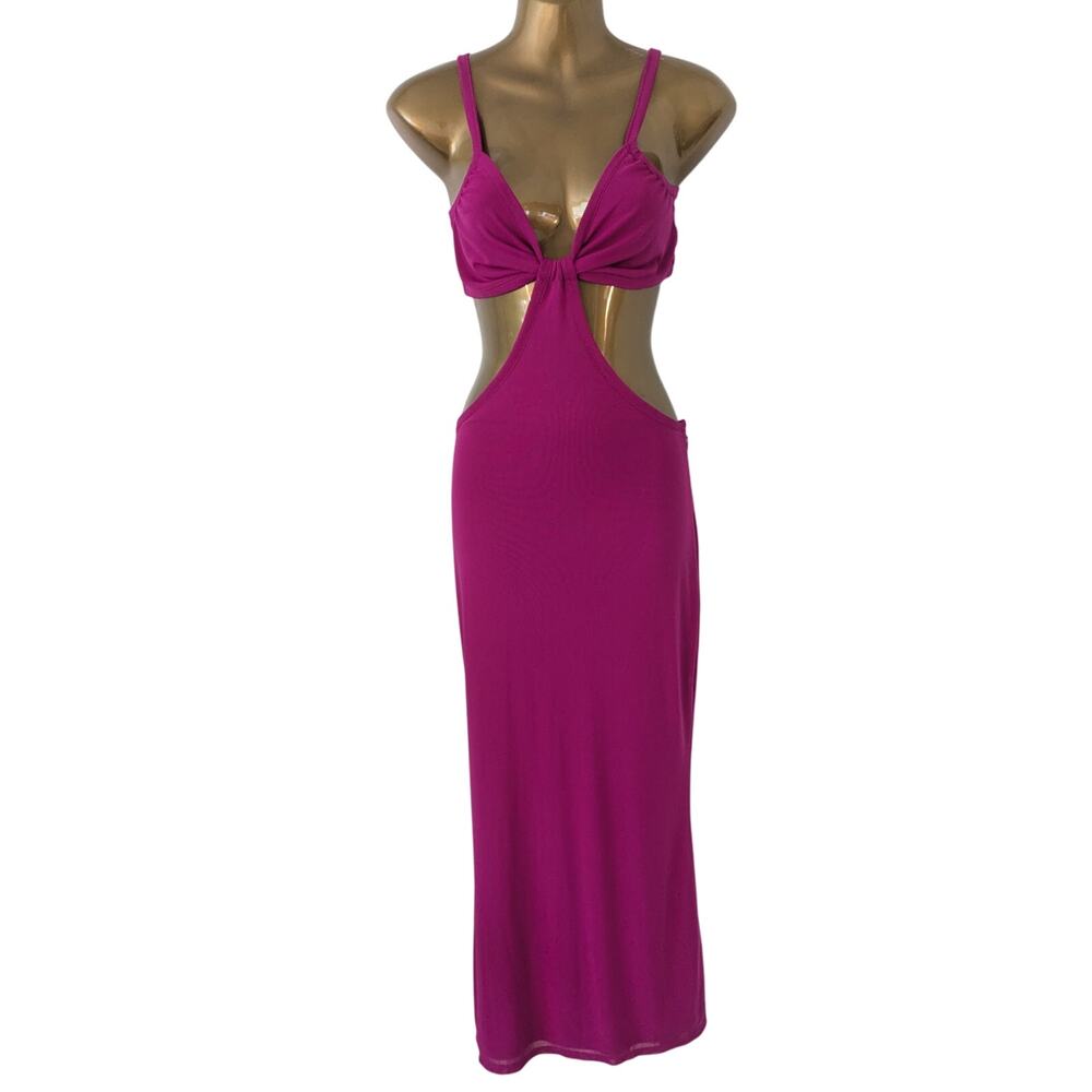 Cult Gaia Bratz RARE Sz M KUMI  Cutout Hot Pink Raspberry Midi Dress